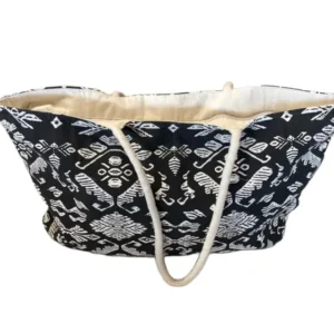 Katoenen damestas met zwarte print