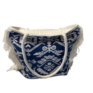 Katoenen damestasje met blauwe print