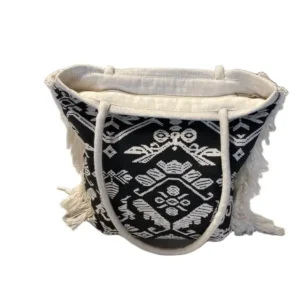 Katoenen damestasje met zwarte print